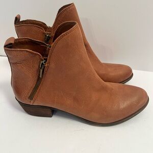 Lucky Brand Tan Leather Ankle Boots, Sz 9.5